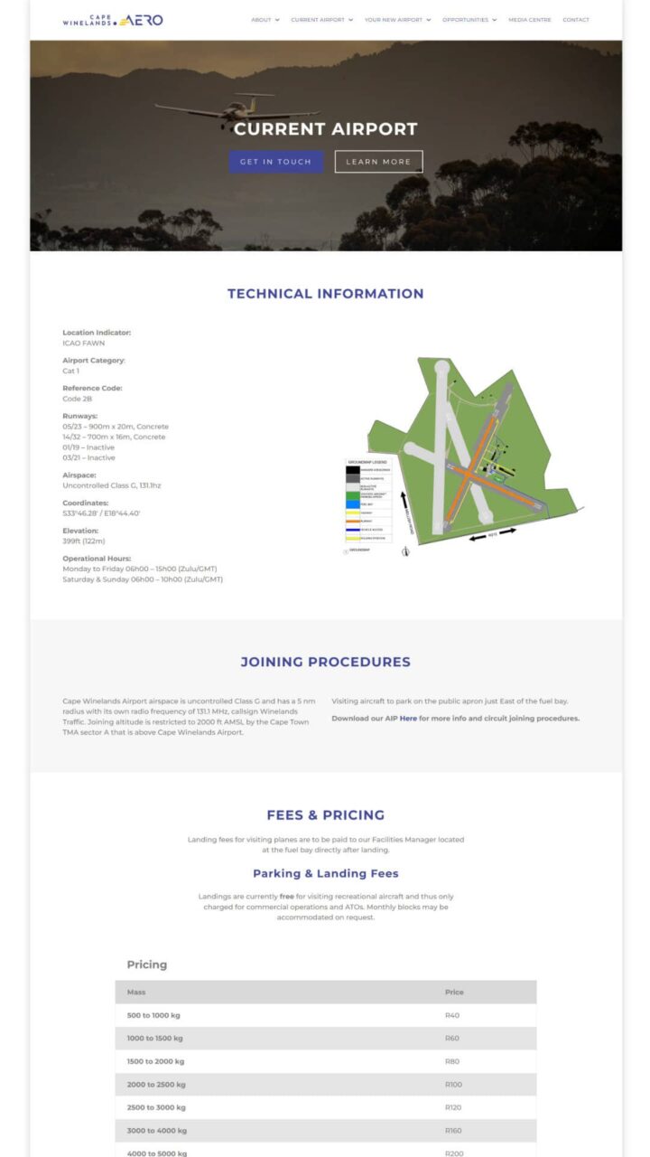 Cape Winelands Airport current airport page Cape Winelands Airport current airport page