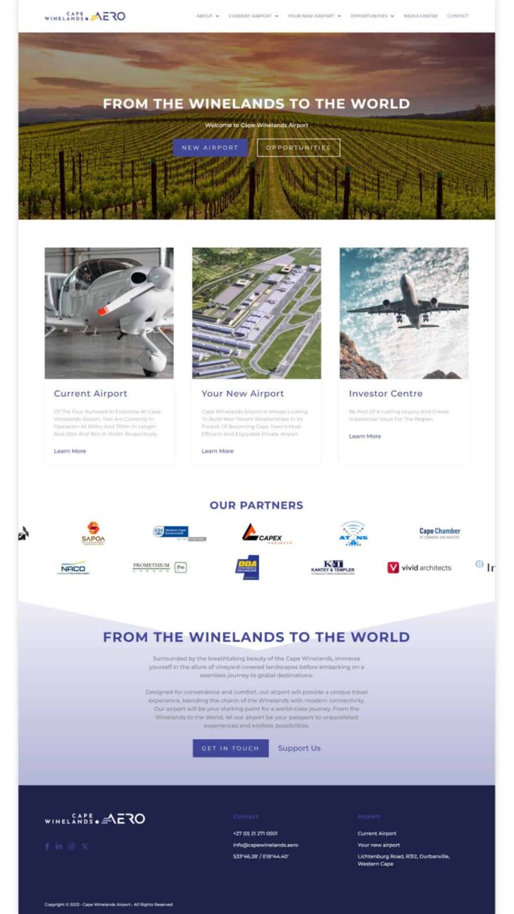 Cape Winelands Airport website home page Cape Winelands Airport website home page