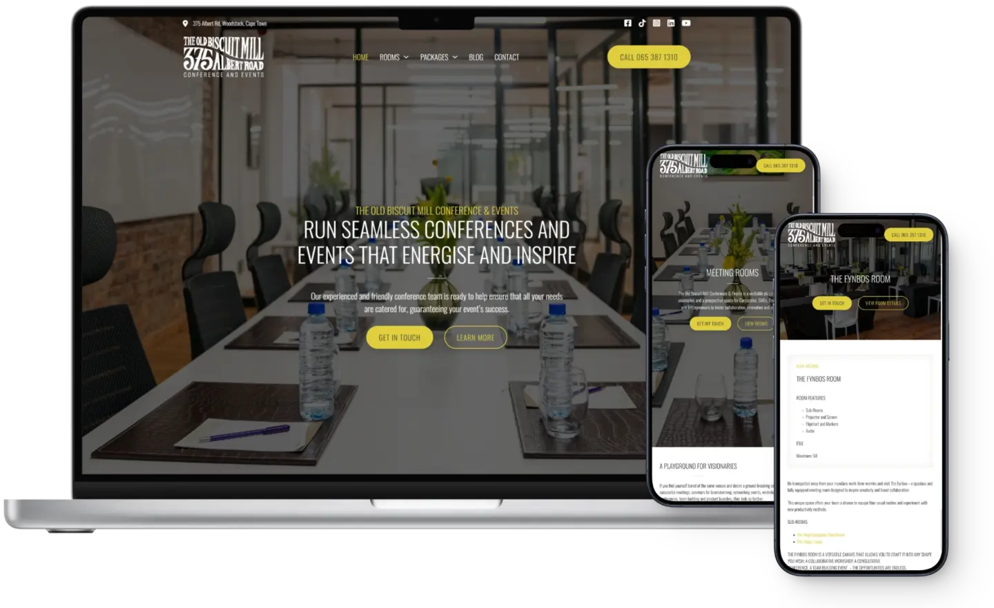 Website packages shown on a laptop and phone