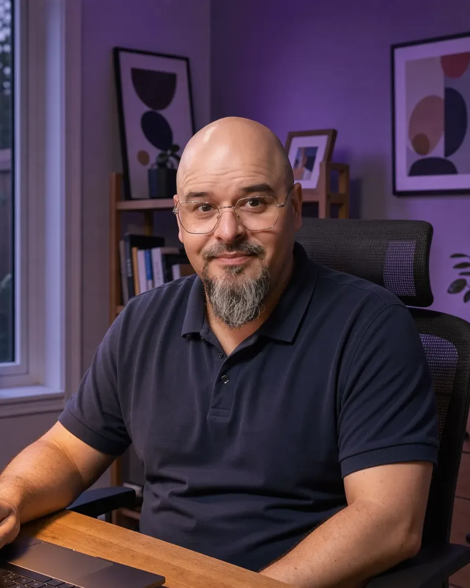 About Athlone Harris-Compton, founder of Web Assist, at his desk